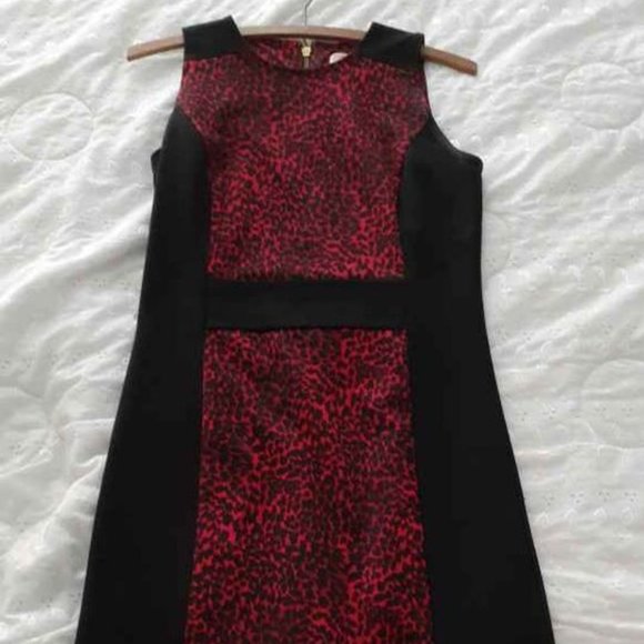 Size 2 Michael Kors Red Leopard Print Dress - Picture 1 of 3
